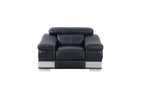 415 Divanitalia 3-Piece Sofa Set with Adjustable Headrest in Top-grain Italian Leather - Black - SKU 415- BLACK 3PC (S/L/CH) - GROUP - view 7
