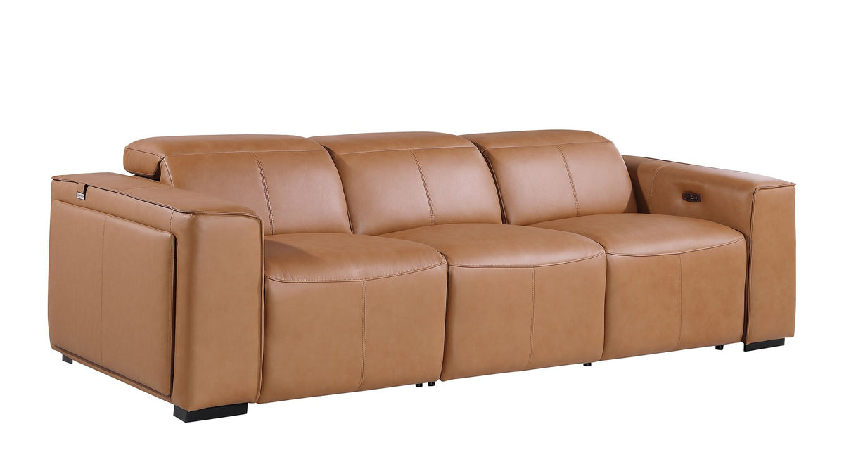 1224 Divanitalia 3-Piece Modular Power Reclining Sofa in Top Grain Italian Leather with 3 Power Recliners & Power Headrests - Cognac - SKU 1224-COGNAC-3.3-HT - view 4
