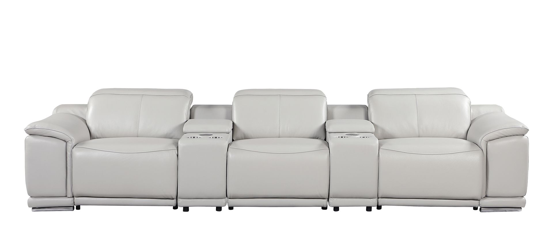 9762 Divanitalia 5-Piece Modular Power Reclining Sofa and Loveseat Set with 3 Power Recliners in Top Grain Italian Leather