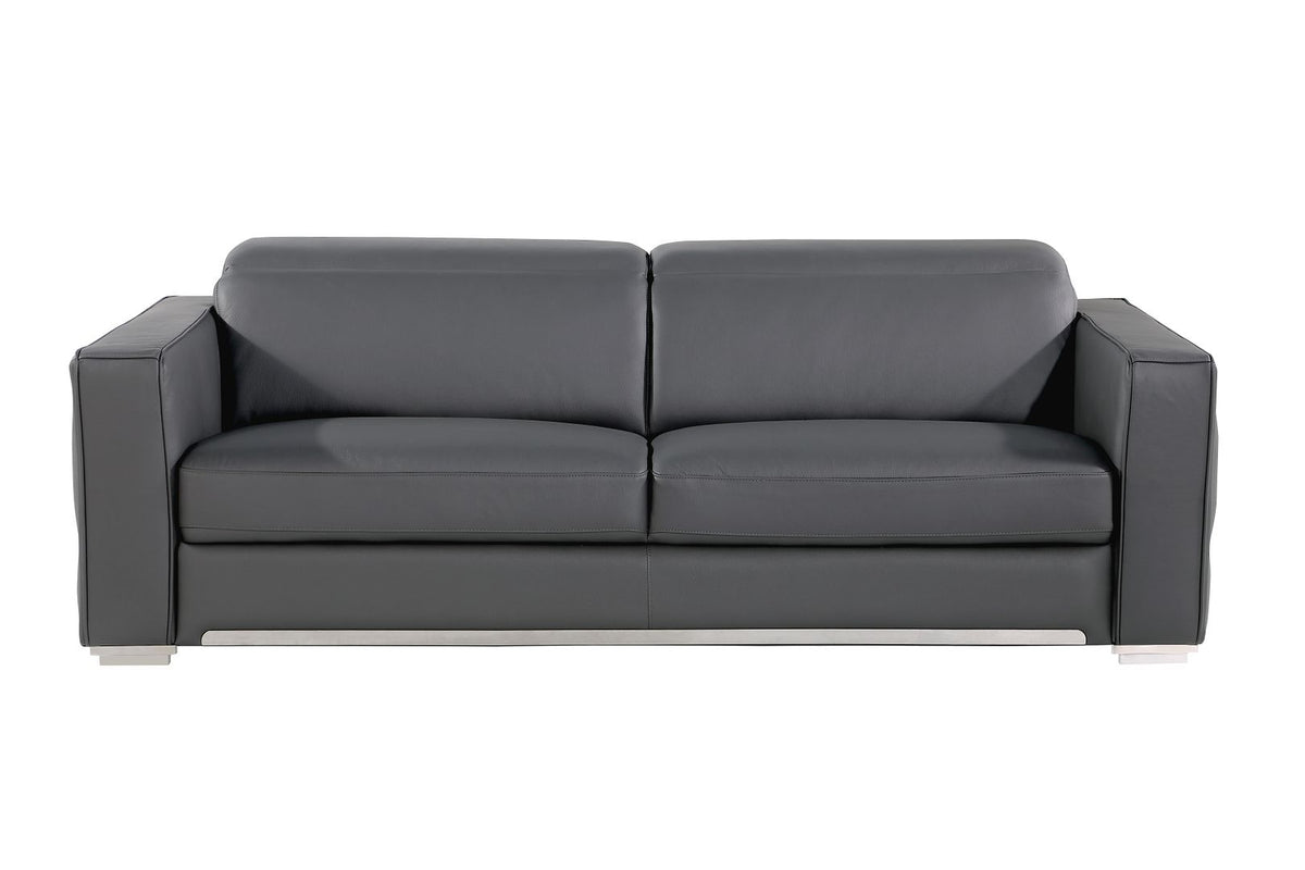 1120 Divanitalia Sofa with Adjustable Headrest in Top-grain Italian Leather - Dark Grey - SKU 1120-DK-GREY-S