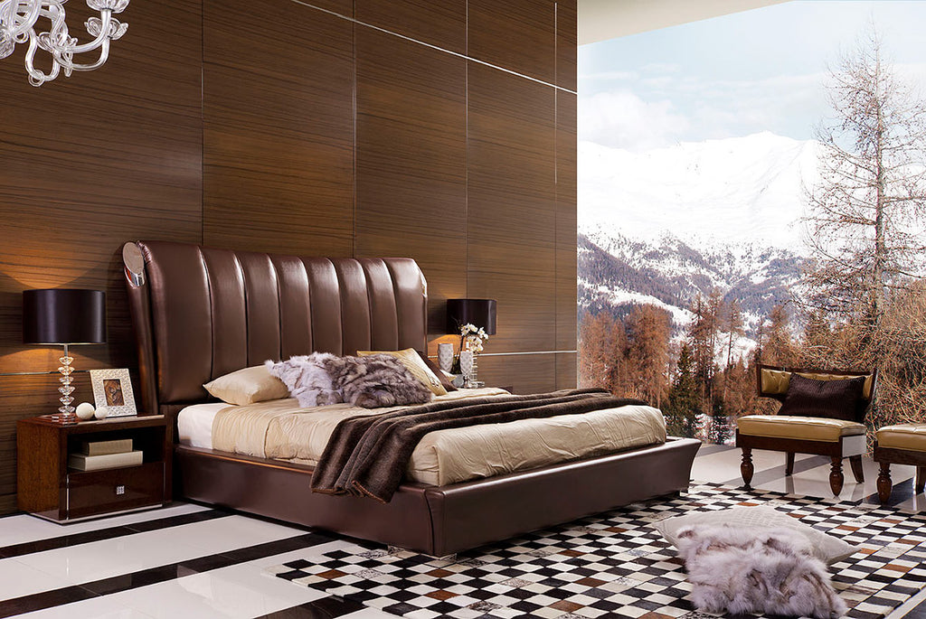 Queent Temptation Caesar Italian Classical Design Leather Platform King Bed