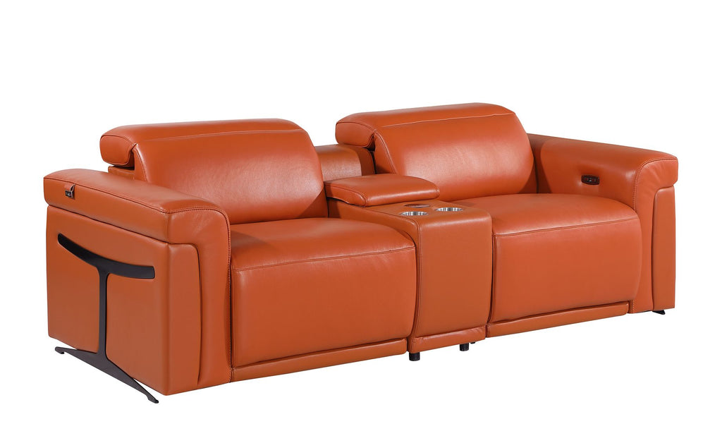 1126 Divanitalia 3-Piece Modular Power Reclining Loveseat in Top Grain Italian Leather with 2 Power Recliners & Power Headrests