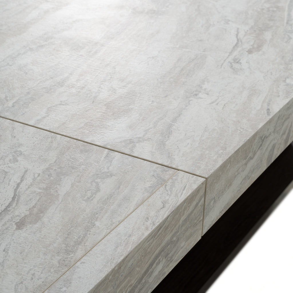 Cairo - Italian Modern Faux Marble & Pecan Elm Extendable Dining Table