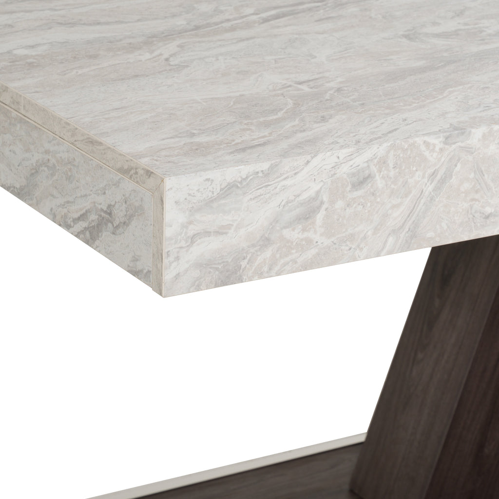 Cairo - Italian Modern Faux Marble & Pecan Elm Extendable Dining Table