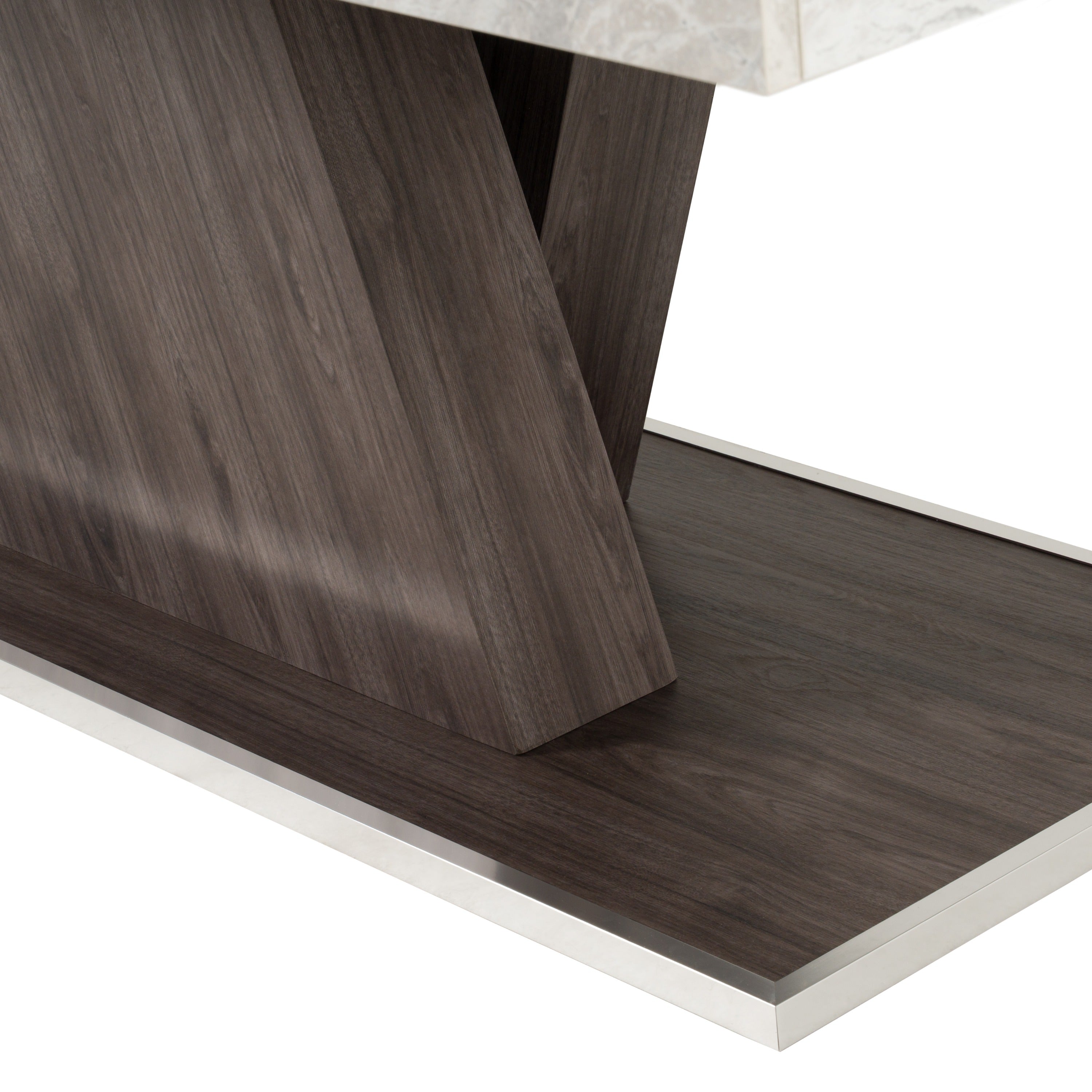 Cairo - Italian Modern Faux Marble & Pecan Elm Extendable Dining Table
