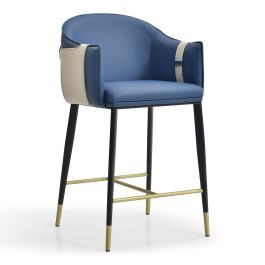 Calderon - Modern Blue & Beige Vegan Leather Counter Chair