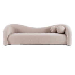 Calico - Contemporary Beige Pebble Fabric 3 - Seat Sofa