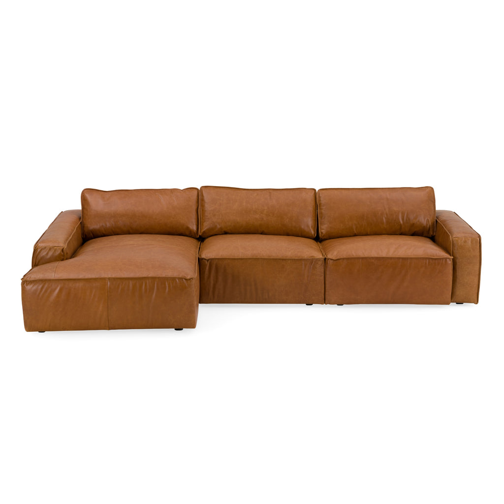 Cambria - Modern LAF Cognac Leather Sectional Sofa