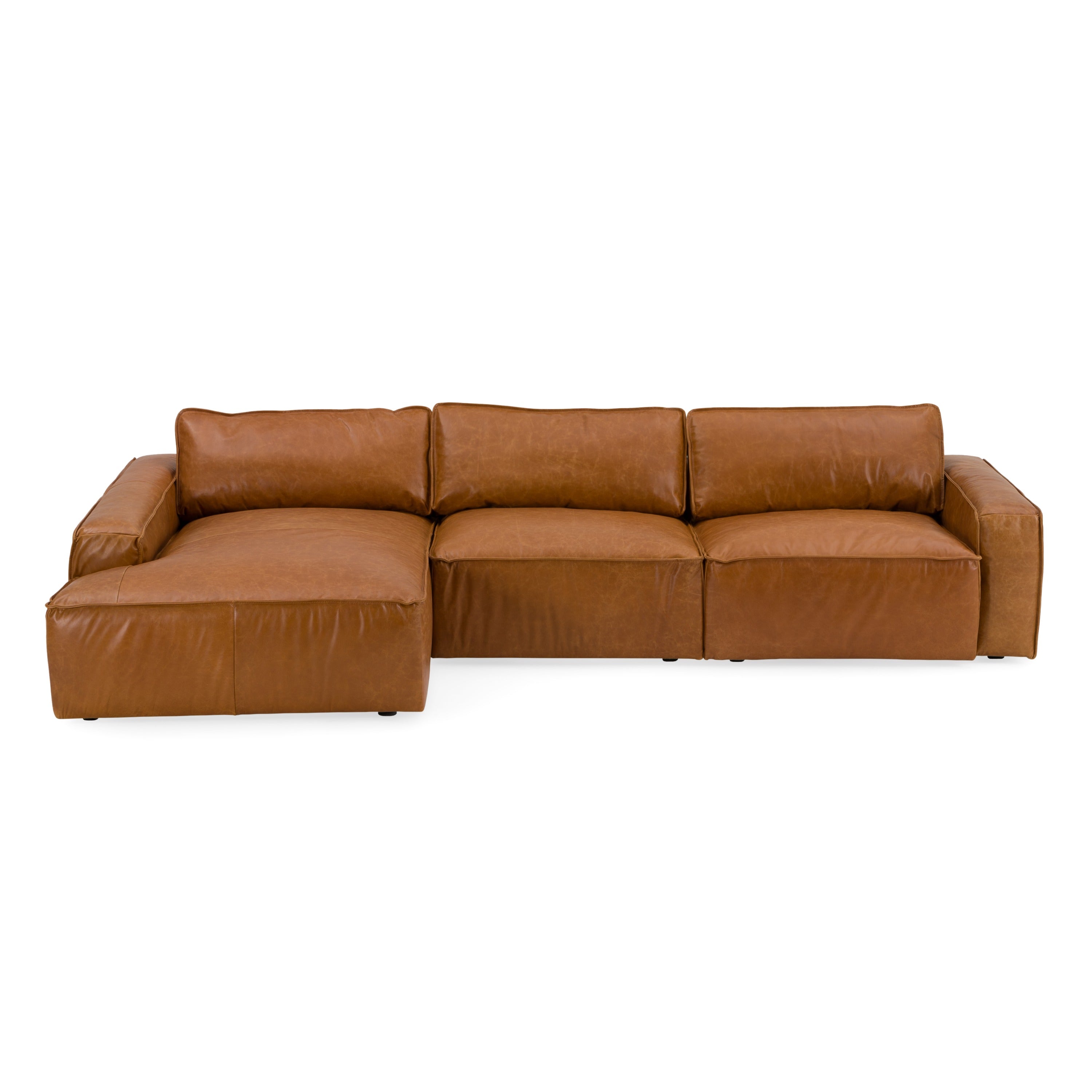Cambria - Modern LAF Cognac Leather Sectional Sofa