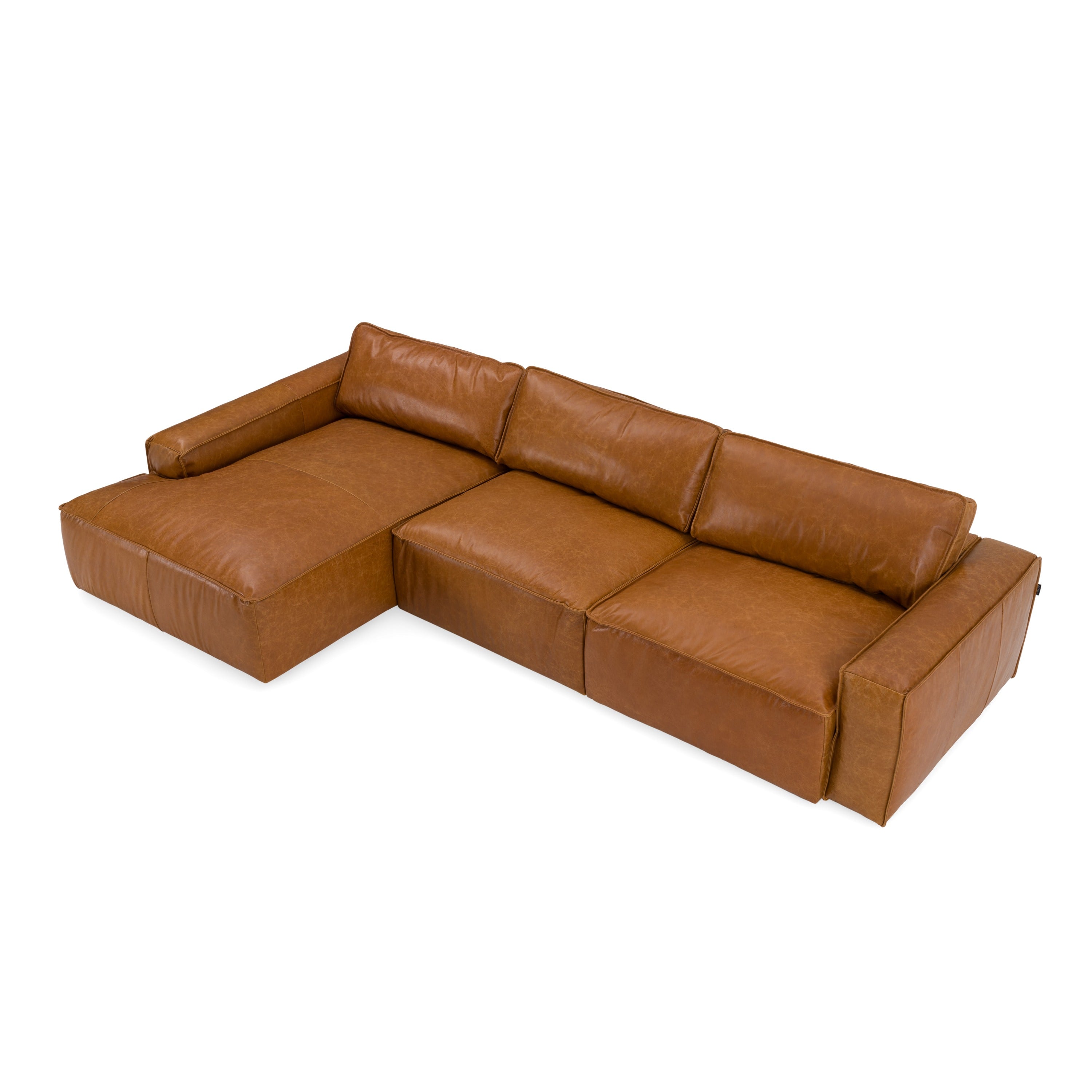 Cambria - Modern LAF Cognac Leather Sectional Sofa
