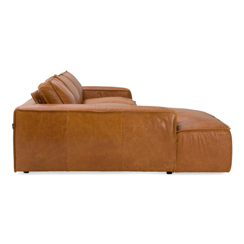 Cambria - Modern LAF Cognac Leather Sectional Sofa