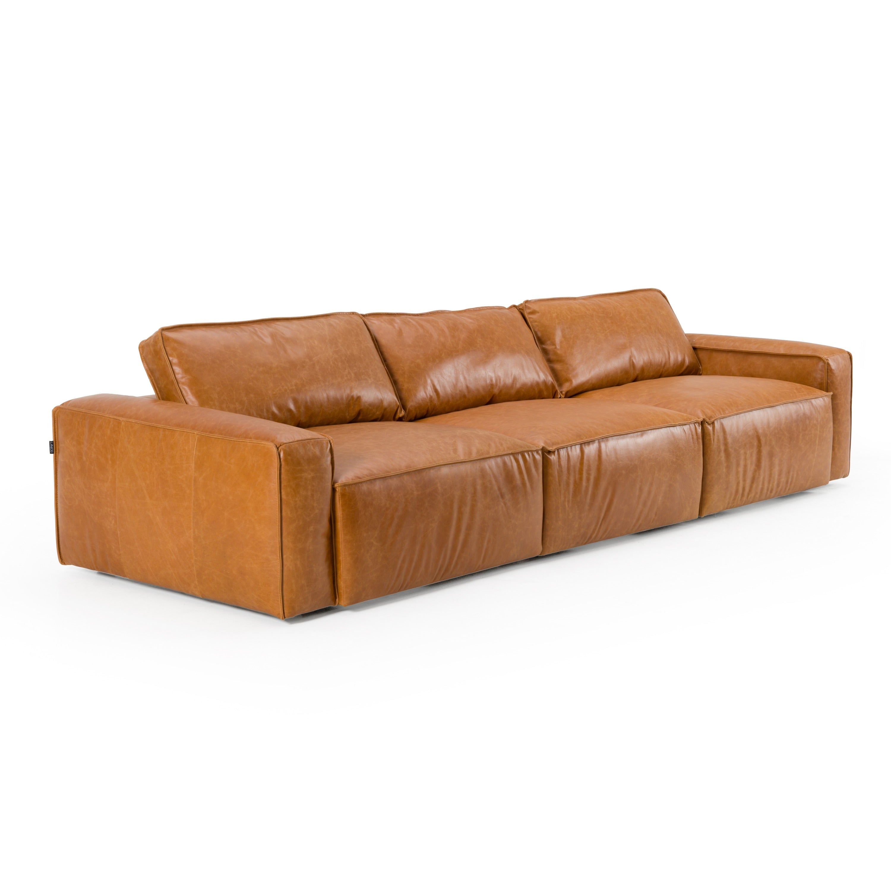 Divani Casa Cambria - Modern Cognac Leather Sofa – Living Room View