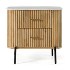 Cambridge White Marble & Mango 2 Drawer Nightstand