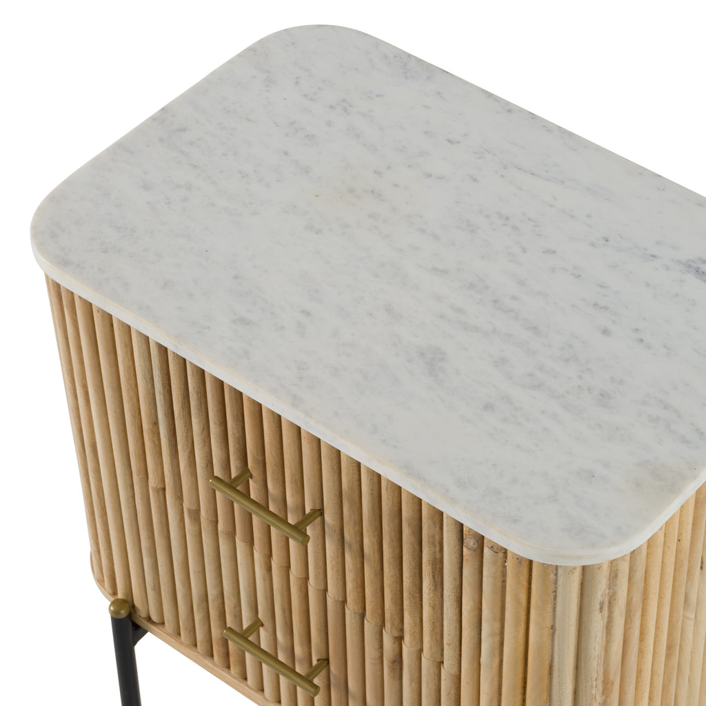 Cambridge White Marble & Mango 2 Drawer Nightstand