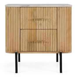 Cambridge White Marble & Mango 2 Drawer Nightstand