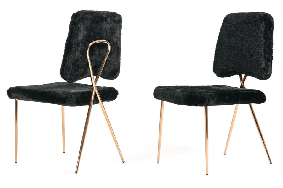 Candace - Modern Black Faux Fur Dining Chair (Set of 2)