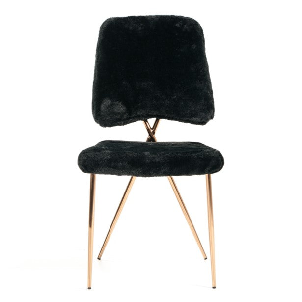 Candace - Modern Black Faux Fur Dining Chair (Set of 2)