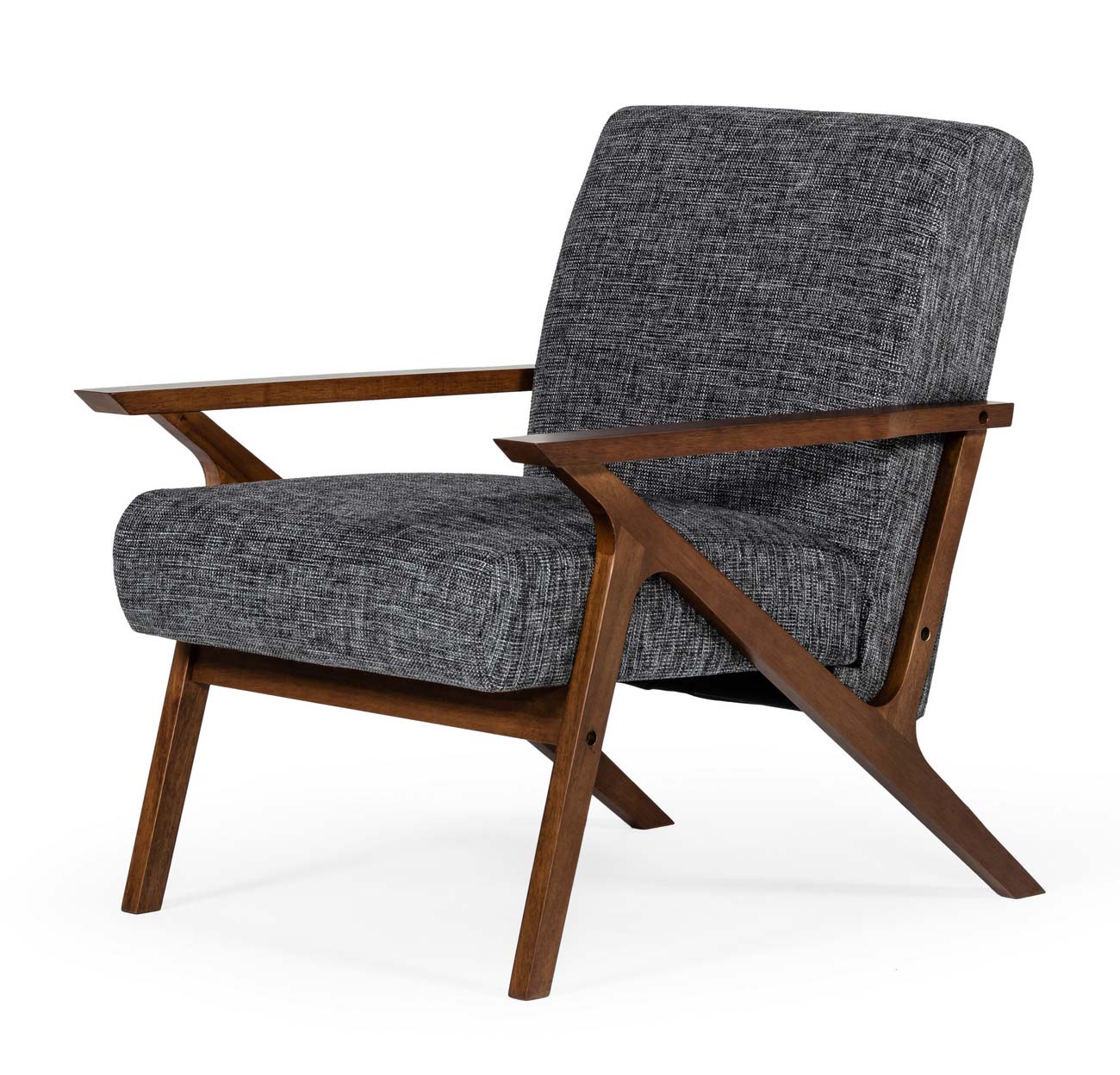 Modrest Candea - Mid-Century Walnut and Grey Accent Chair – Upholstery Close-up