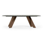 Carnaby - Modern Dark Grey Glass + Walnut Dining Table