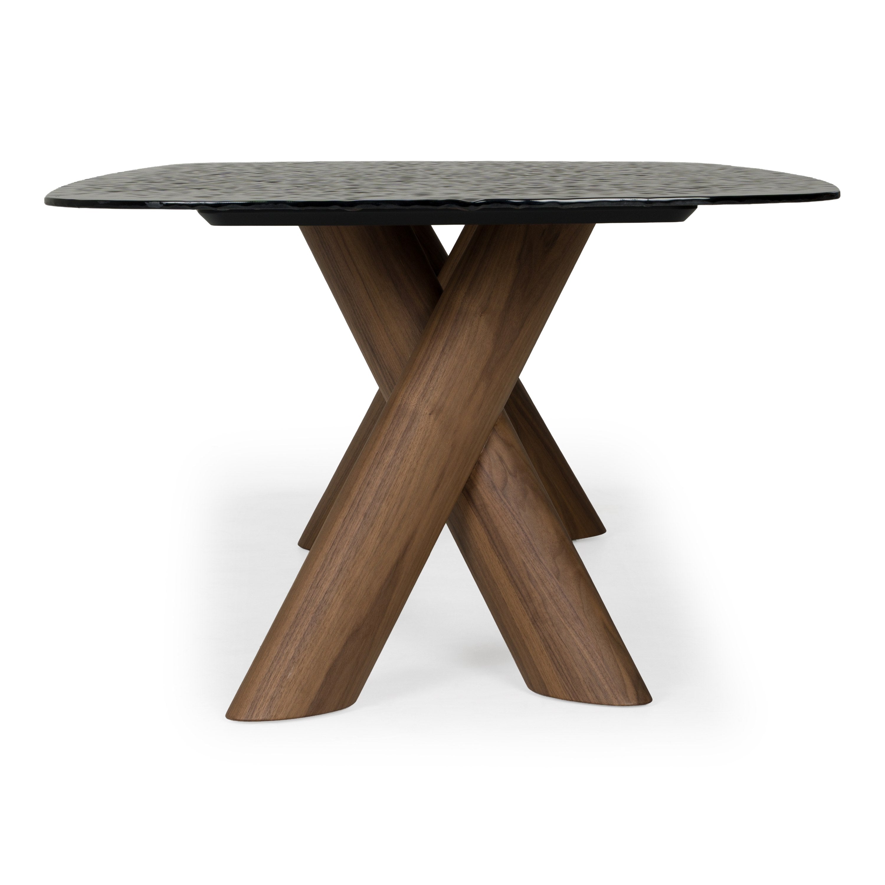 Carnaby - Modern Dark Grey Glass + Walnut Dining Table
