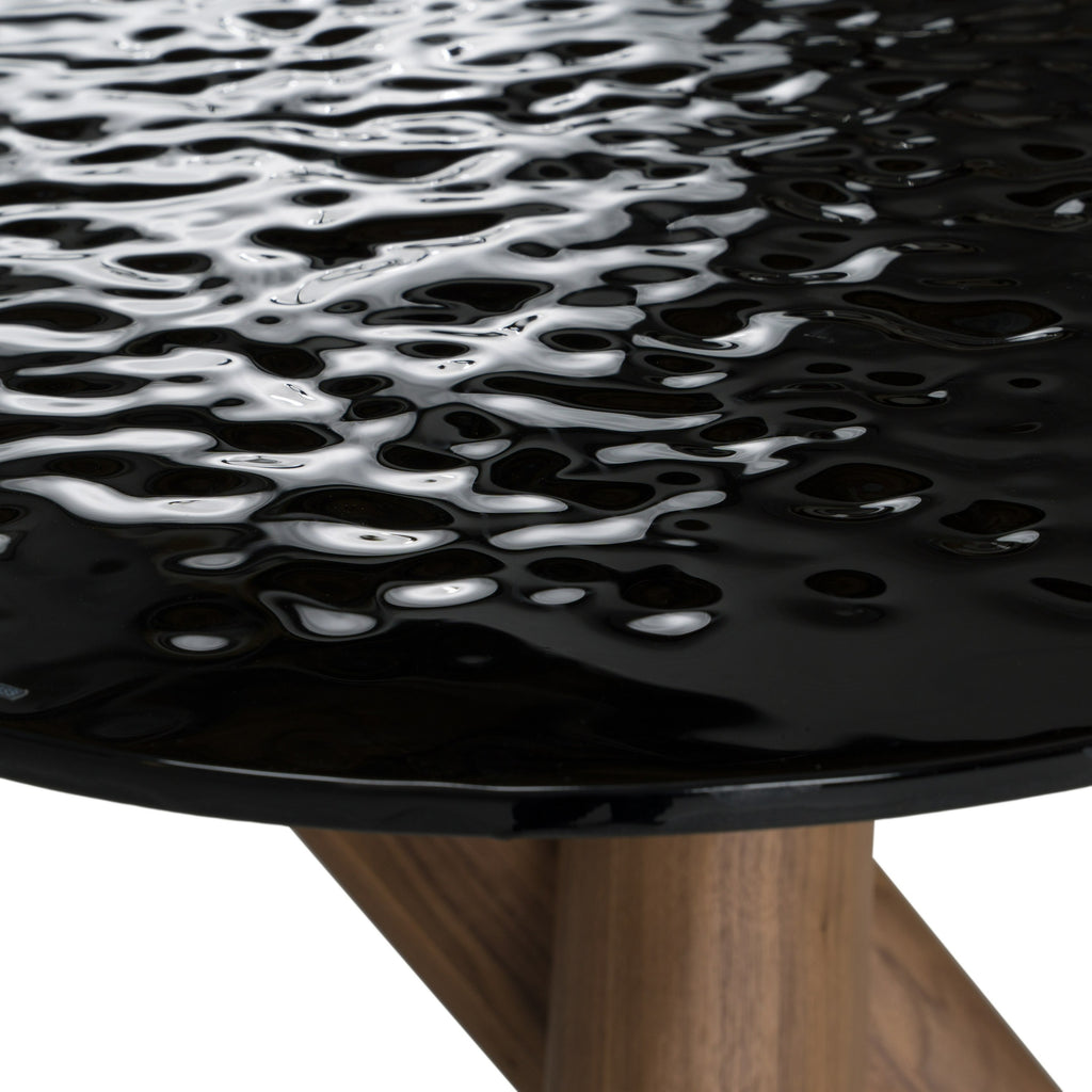 Carnaby - Modern Dark Grey Glass + Walnut Dining Table