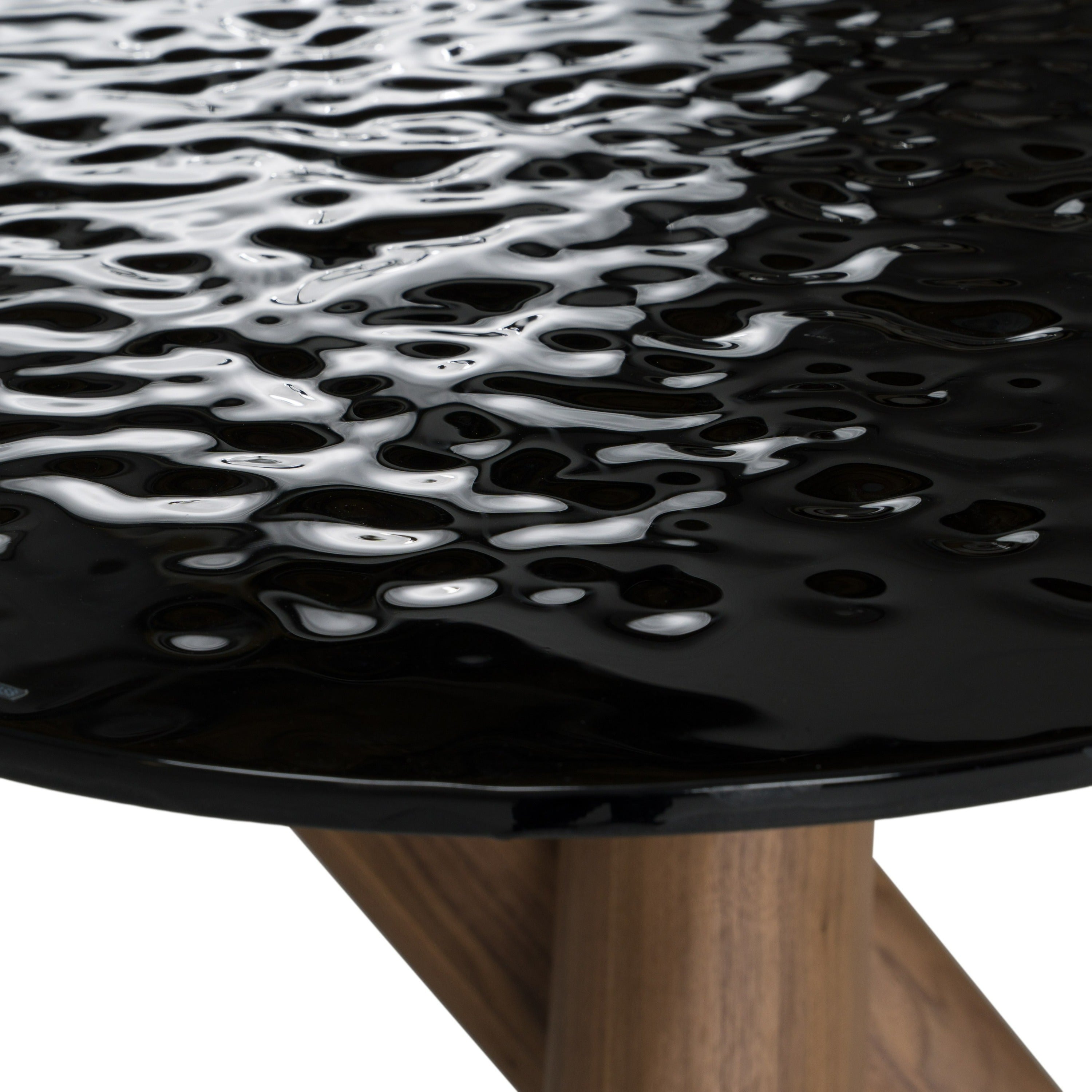 Carnaby - Modern Dark Grey Glass + Walnut Dining Table