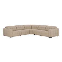 Carney - Modern Beige Leather Sectional Sofa + 3 Recliners