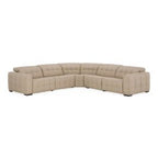 Carney - Modern Beige Leather Sectional Sofa + 3 Recliners