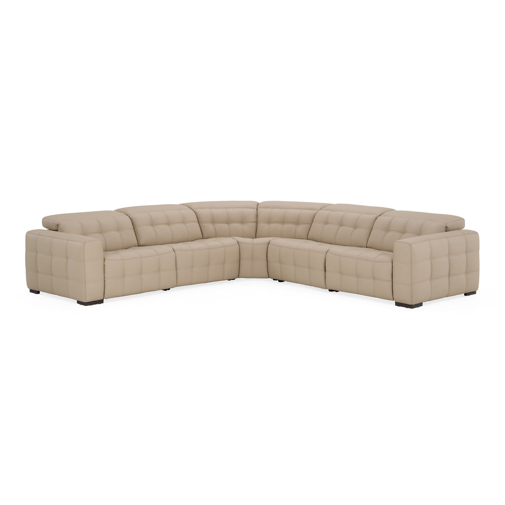 Carney - Modern Beige Leather Sectional Sofa + 3 Recliners