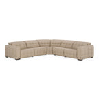 Carney - Modern Beige Leather Sectional Sofa + 3 Recliners