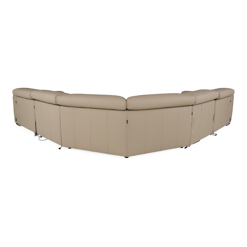 Carney - Modern Beige Leather Sectional Sofa + 3 Recliners