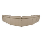Carney - Modern Beige Leather Sectional Sofa + 3 Recliners