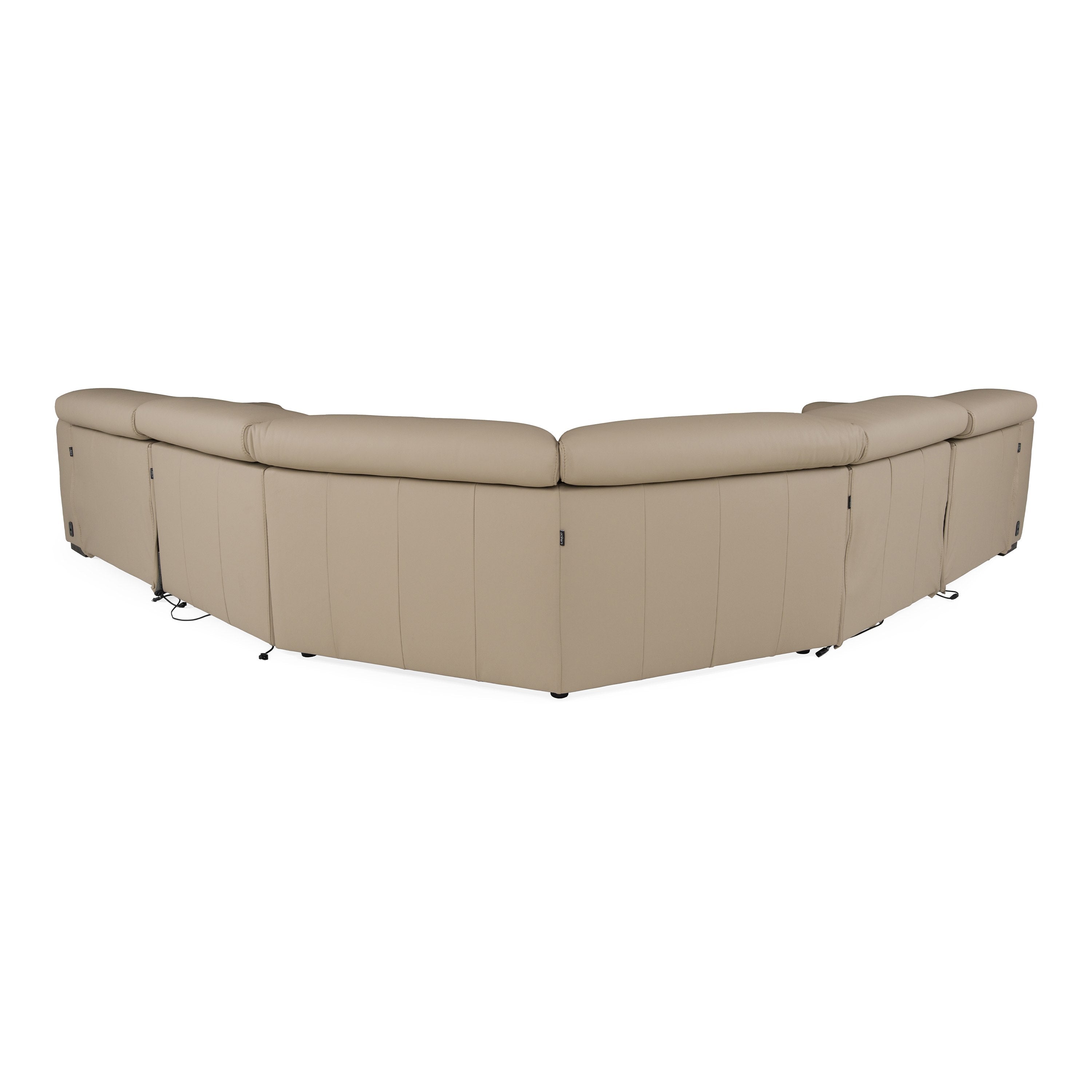 Carney - Modern Beige Leather Sectional Sofa + 3 Recliners
