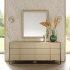 Cartier - Modern Beige Shagreen & Brushed Brass Mirror