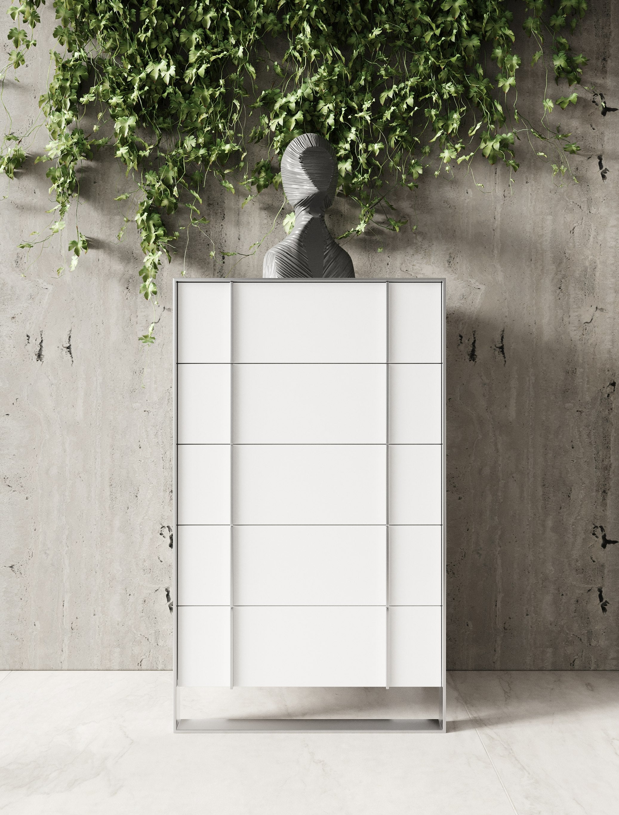 Cartier - Modern White + Stainless Steel Chest