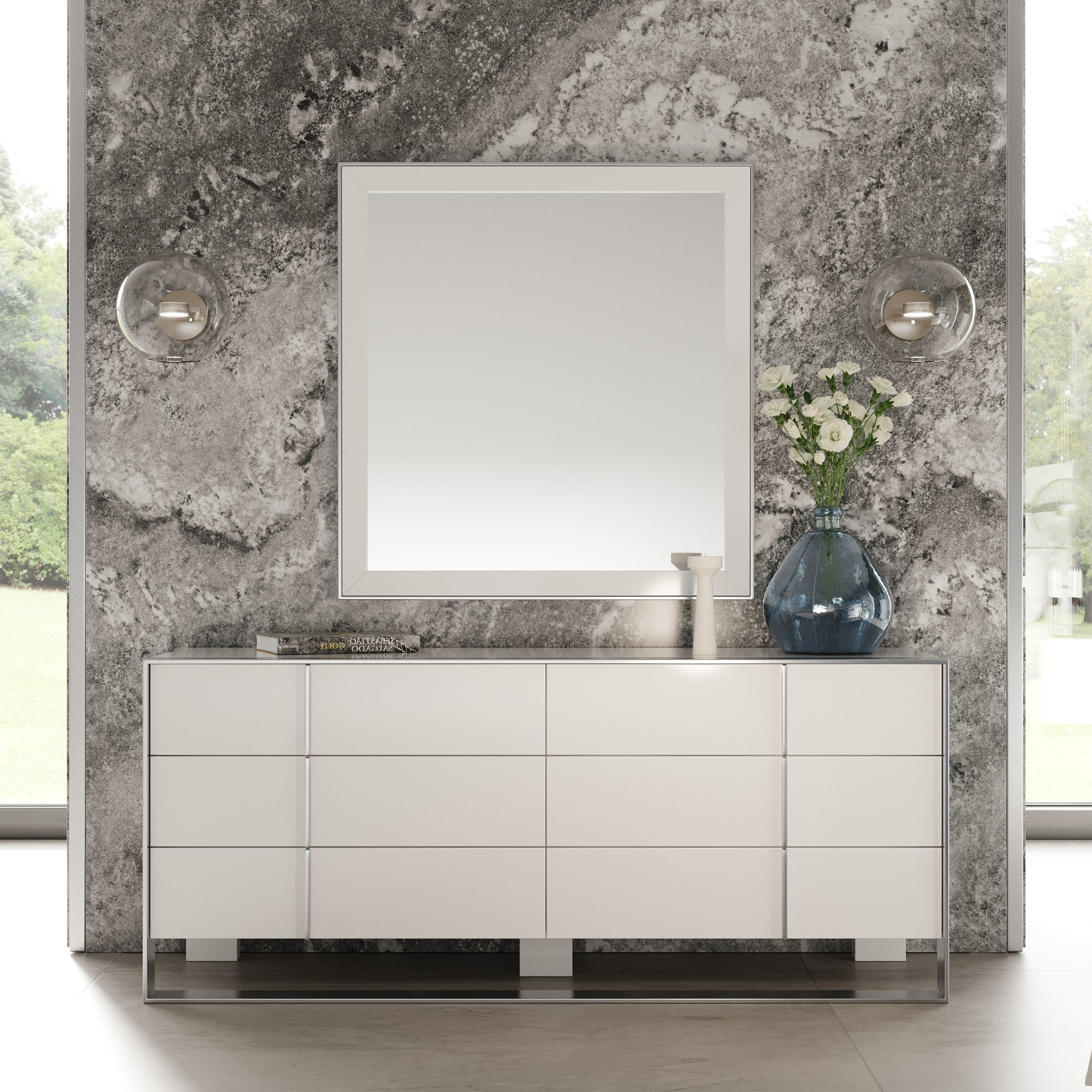 Cartier - Modern White & Stainless Steel Mirror