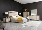 Cartier - Modern Beige Shagreen and Brushed Brass Nightstand