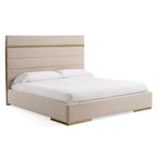 Queen Cartier - Modern Beige Velvet + Brushed Brass 4-Piece Bedroom Set - Modern Beige Velvet + Brushed Brass 4 - Piece Bedroom Set