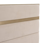 Queen Cartier - Modern Beige Velvet + Brushed Brass 4-Piece Bedroom Set - Modern Beige Velvet + Brushed Brass 4 - Piece Bedroom Set