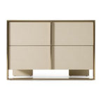 Cartier - Modern Beige Shagreen and Brushed Brass Nightstand