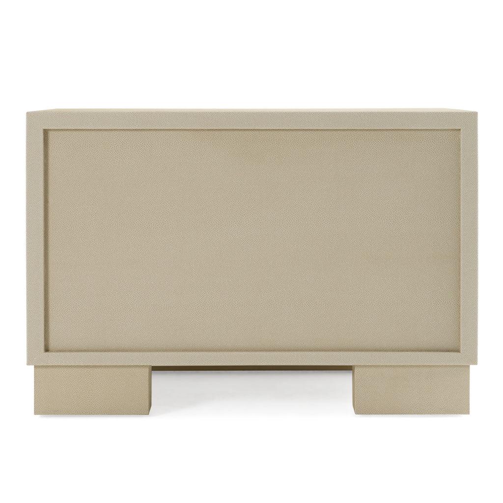 Cartier - Modern Beige Shagreen and Brushed Brass Nightstand