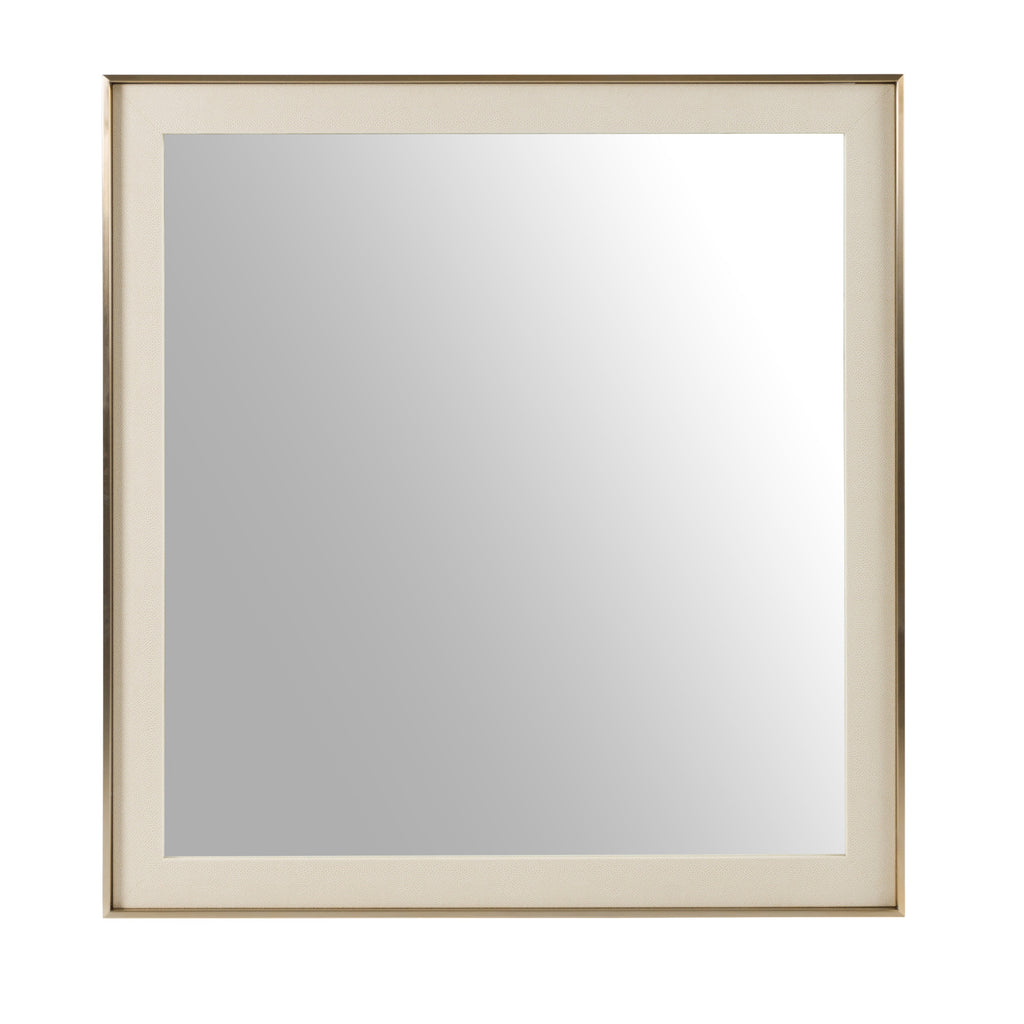 Cartier - Modern Beige Shagreen & Brushed Brass Mirror