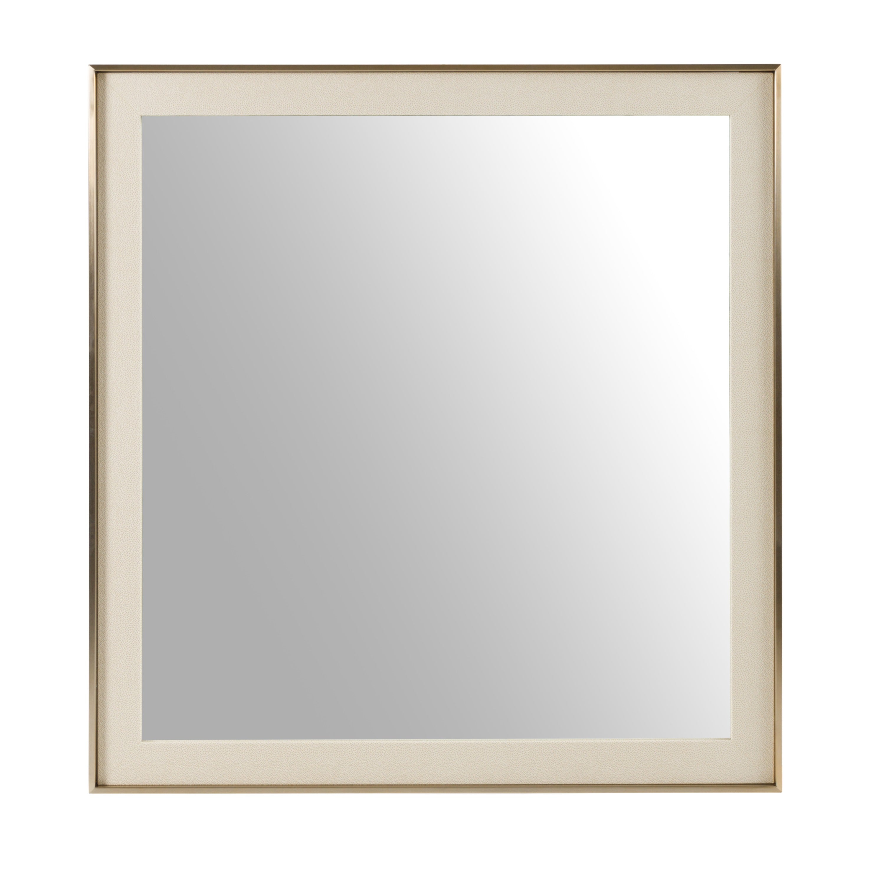 Cartier - Modern Beige Shagreen & Brushed Brass Mirror