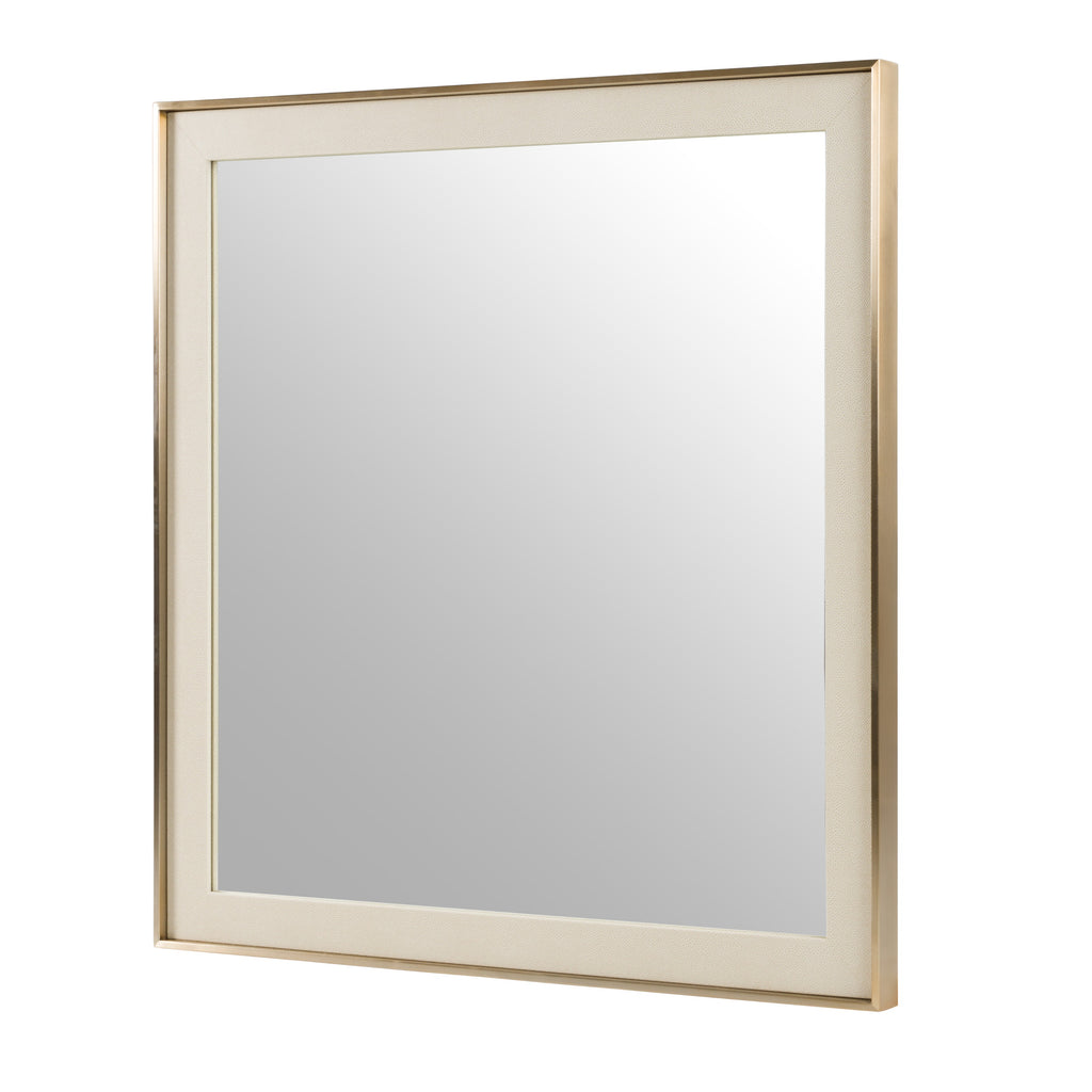 Cartier - Modern Beige Shagreen & Brushed Brass Mirror