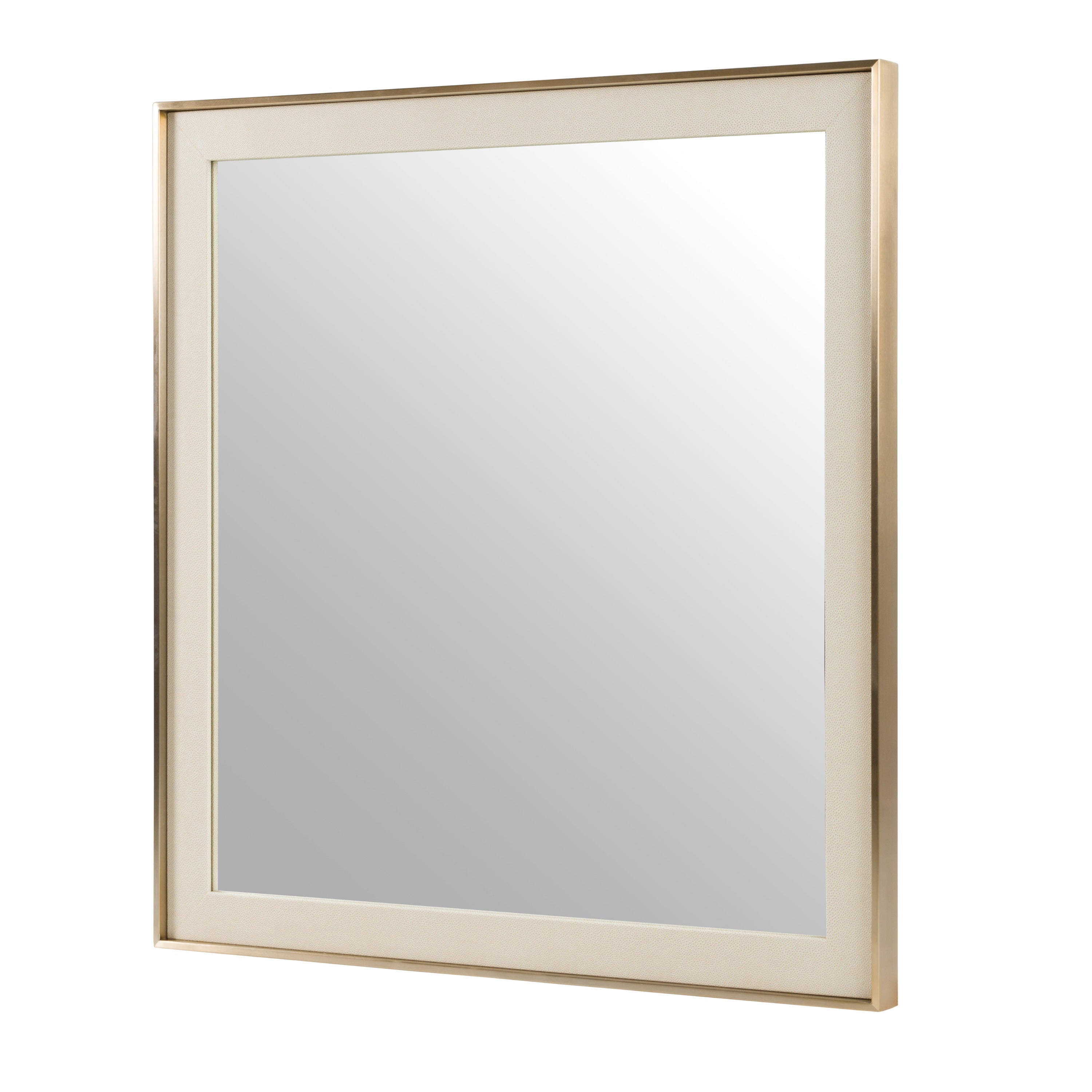 Cartier - Modern Beige Shagreen & Brushed Brass Mirror