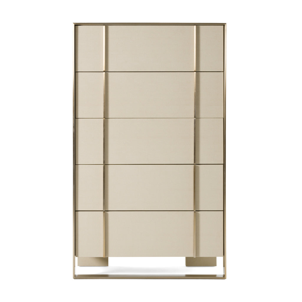 Cartier - Modern Beige Shagreen and Brushed Brass Chest