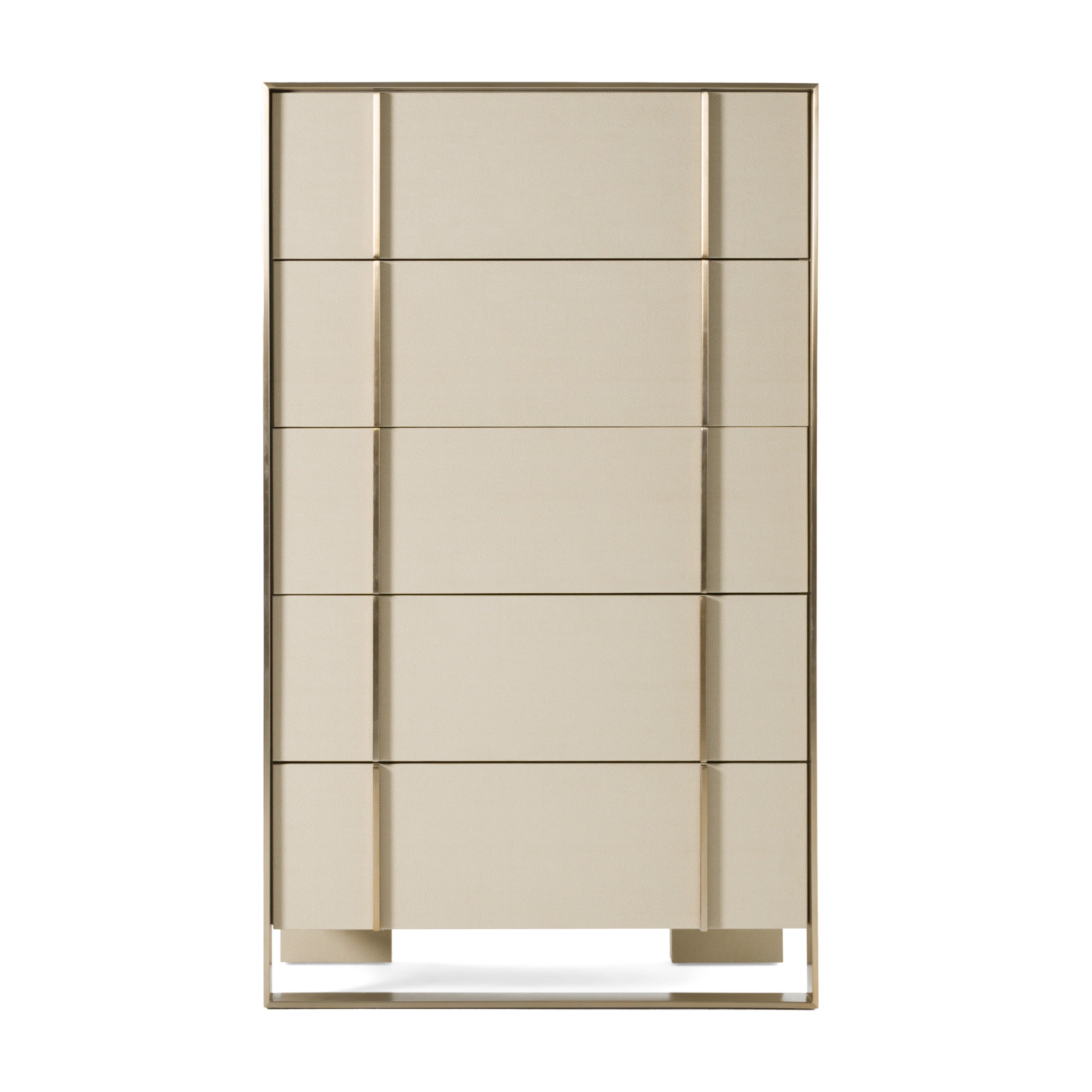 Cartier - Modern Beige Shagreen and Brushed Brass Chest