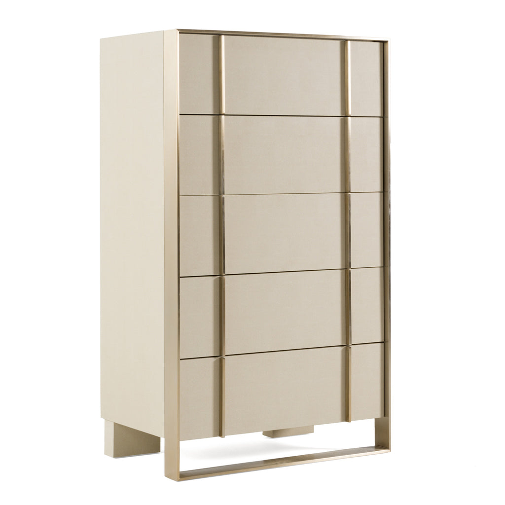 Cartier - Modern Beige Shagreen and Brushed Brass Chest
