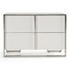 Cartier - Modern White + Stainless Steel Nightstand
