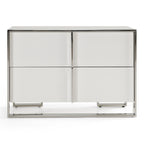 Cartier - Modern White + Stainless Steel Nightstand